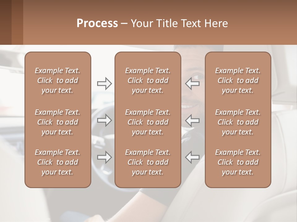 A Man Sitting In A Car With A Steering Wheel PowerPoint Template