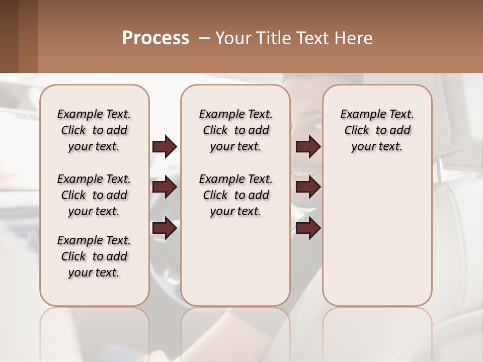 A Man Sitting In A Car With A Steering Wheel PowerPoint Template