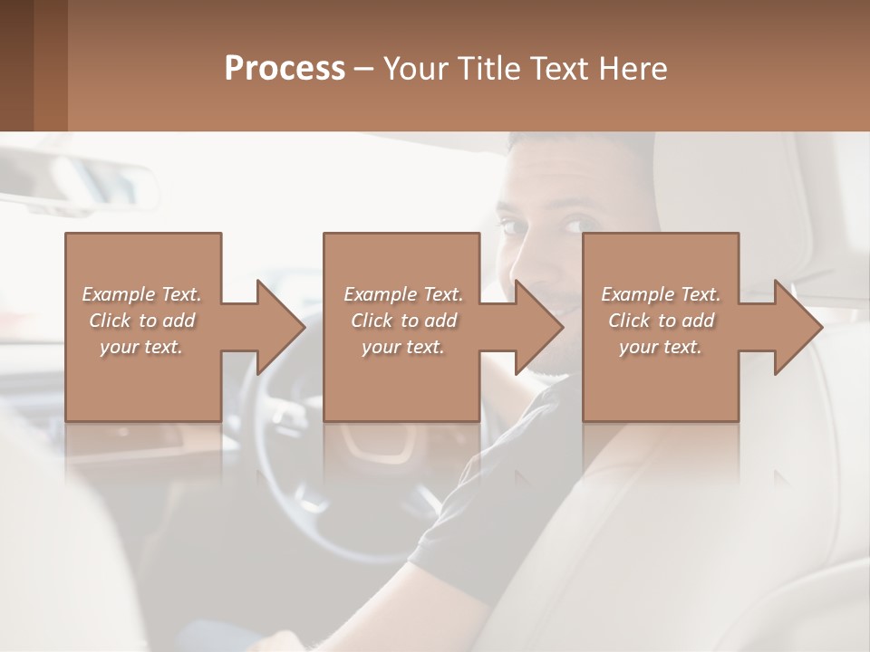 A Man Sitting In A Car With A Steering Wheel PowerPoint Template