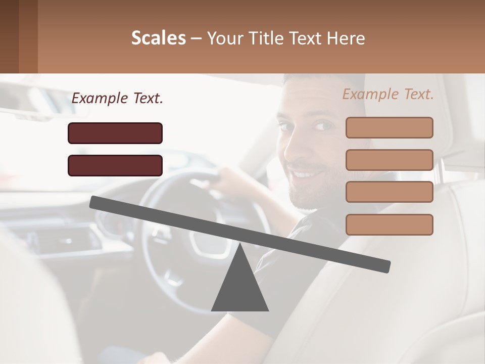 A Man Sitting In A Car With A Steering Wheel PowerPoint Template