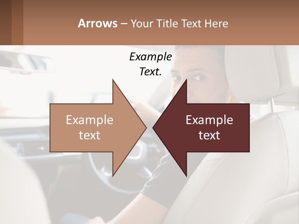 A Man Sitting In A Car With A Steering Wheel PowerPoint Template