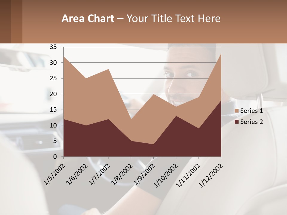 A Man Sitting In A Car With A Steering Wheel PowerPoint Template