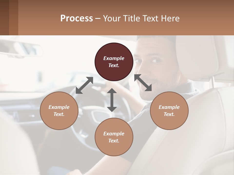 A Man Sitting In A Car With A Steering Wheel PowerPoint Template