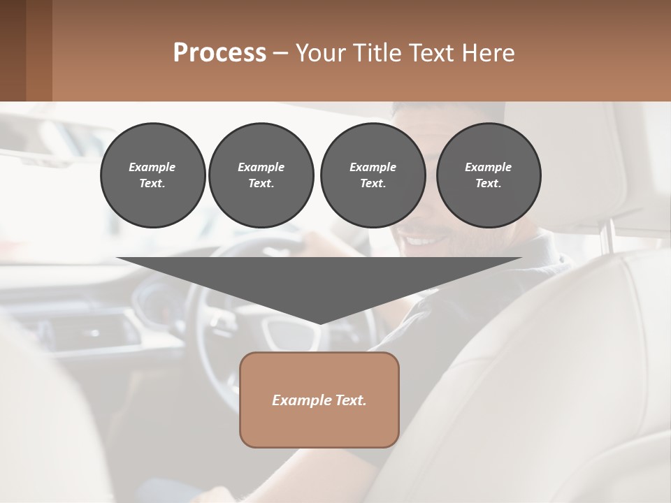 A Man Sitting In A Car With A Steering Wheel PowerPoint Template