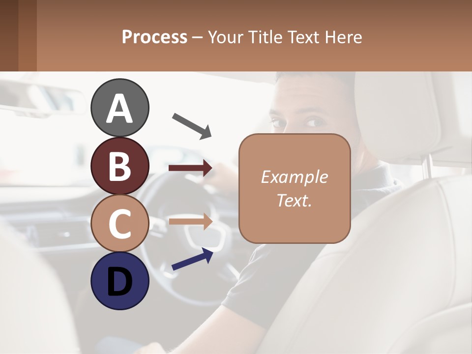 A Man Sitting In A Car With A Steering Wheel PowerPoint Template