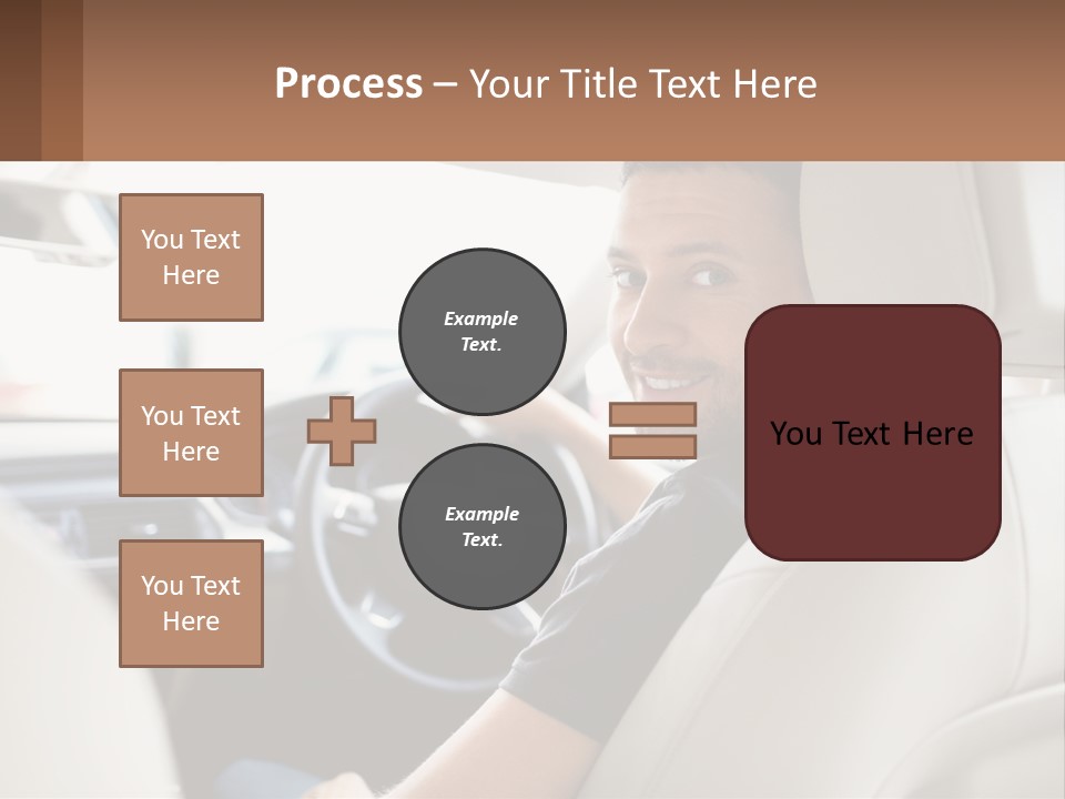 A Man Sitting In A Car With A Steering Wheel PowerPoint Template