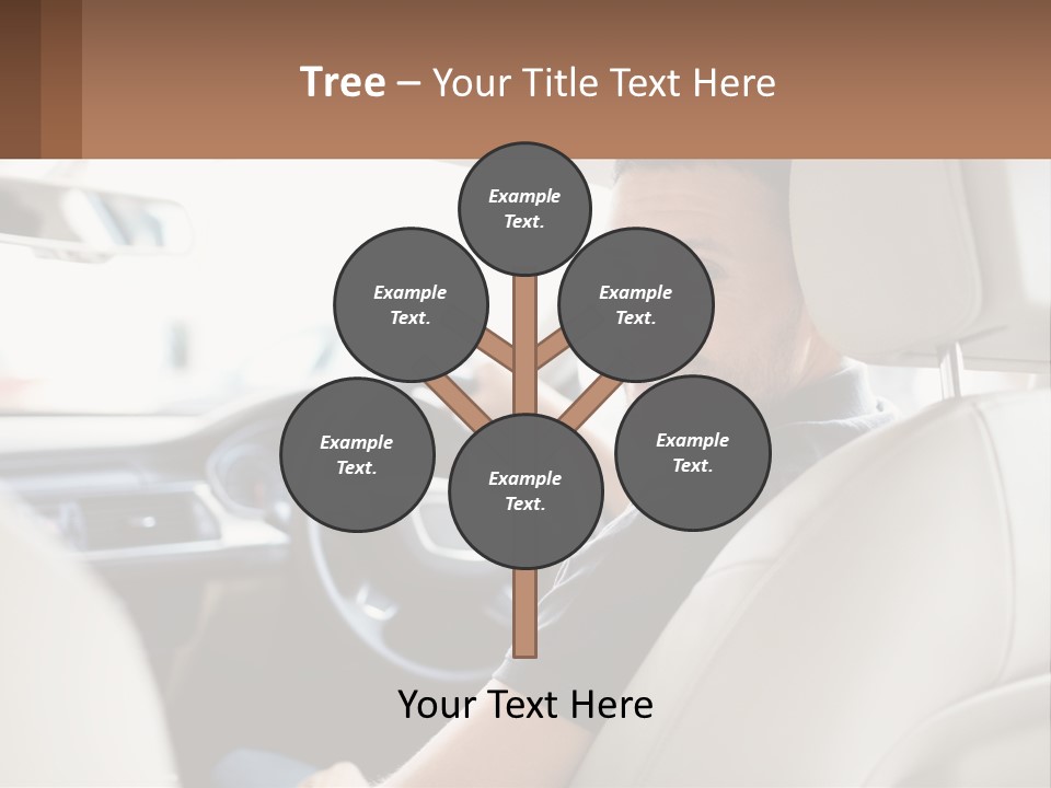A Man Sitting In A Car With A Steering Wheel PowerPoint Template