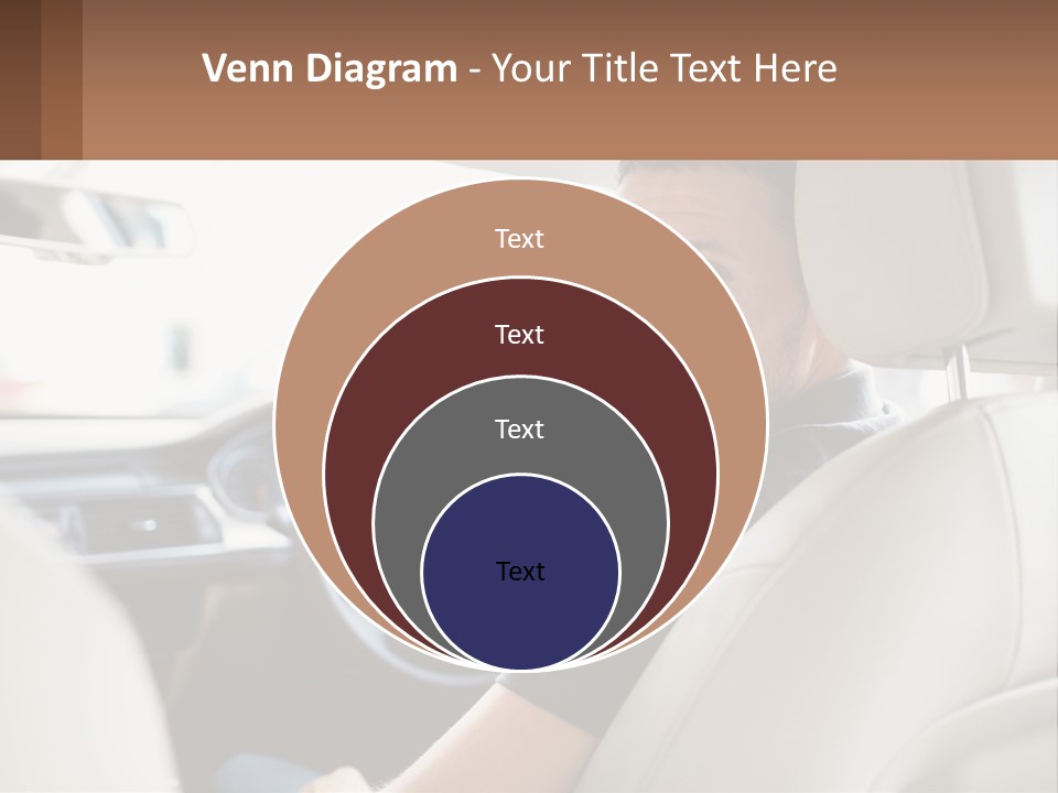 A Man Sitting In A Car With A Steering Wheel PowerPoint Template