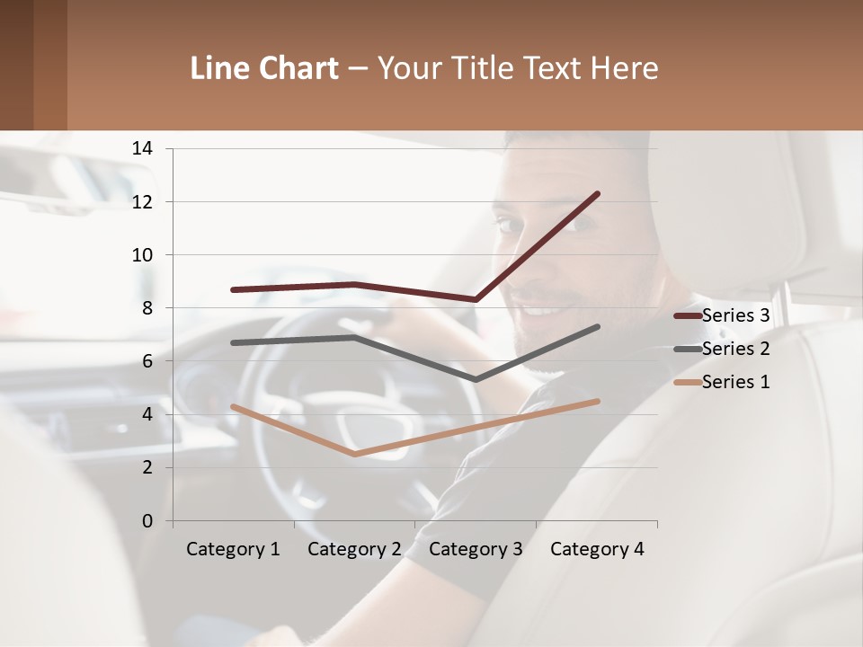 A Man Sitting In A Car With A Steering Wheel PowerPoint Template