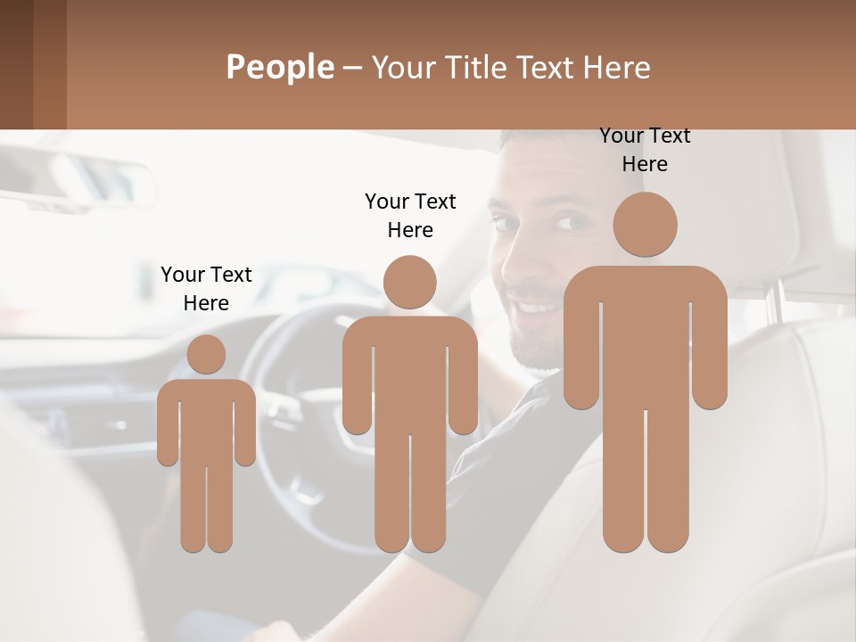 A Man Sitting In A Car With A Steering Wheel PowerPoint Template