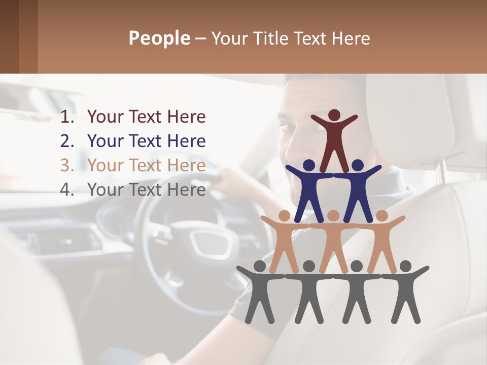 A Man Sitting In A Car With A Steering Wheel PowerPoint Template