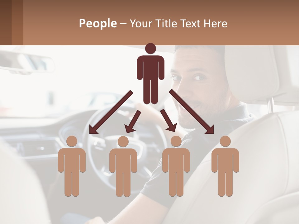 A Man Sitting In A Car With A Steering Wheel PowerPoint Template