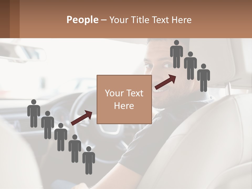 A Man Sitting In A Car With A Steering Wheel PowerPoint Template