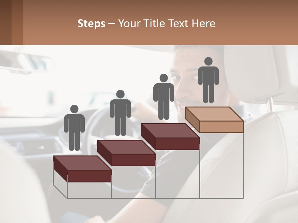 A Man Sitting In A Car With A Steering Wheel PowerPoint Template
