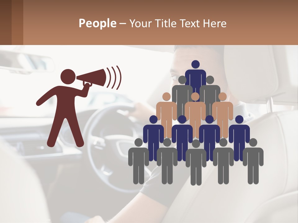 A Man Sitting In A Car With A Steering Wheel PowerPoint Template