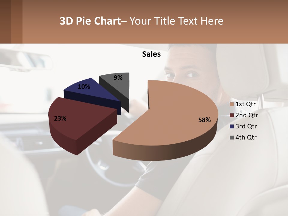 A Man Sitting In A Car With A Steering Wheel PowerPoint Template