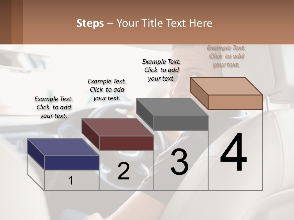 A Man Sitting In A Car With A Steering Wheel PowerPoint Template