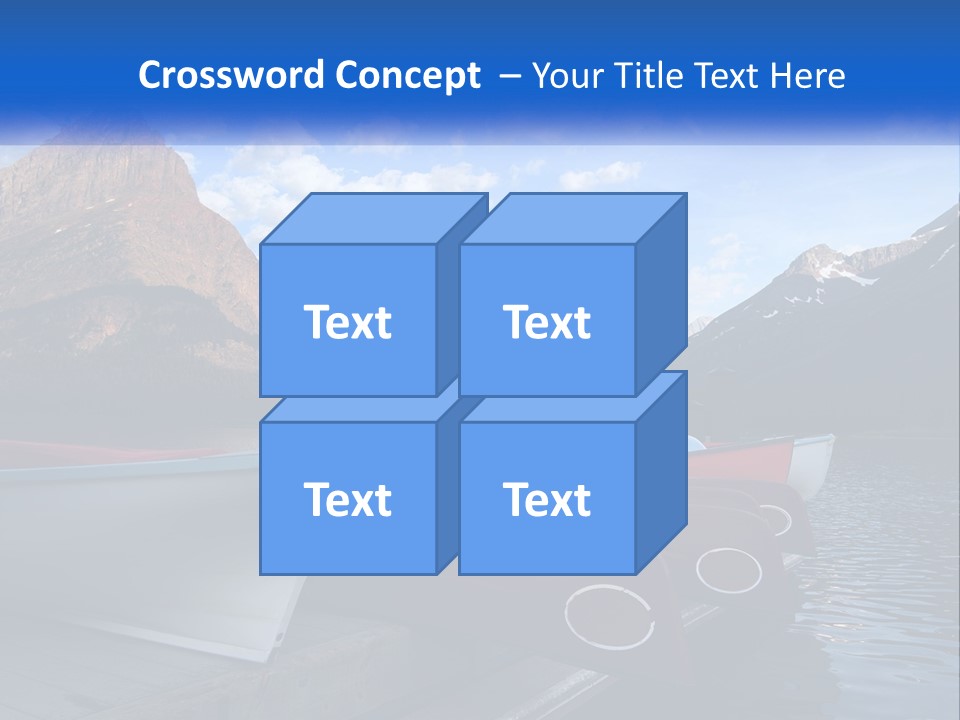 A Row Of Canoes On A Lake With Mountains In The Background PowerPoint Template