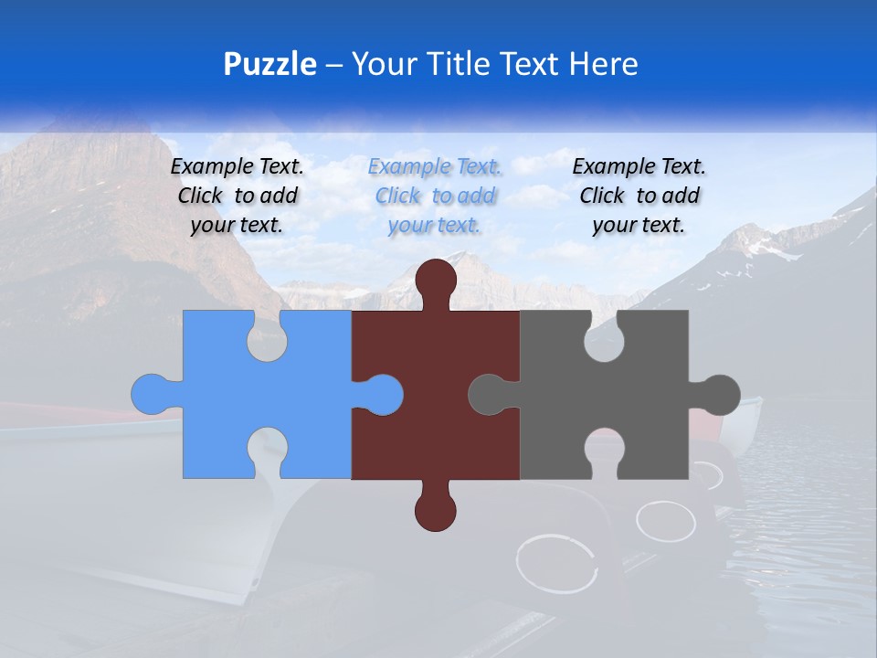 A Row Of Canoes On A Lake With Mountains In The Background PowerPoint Template