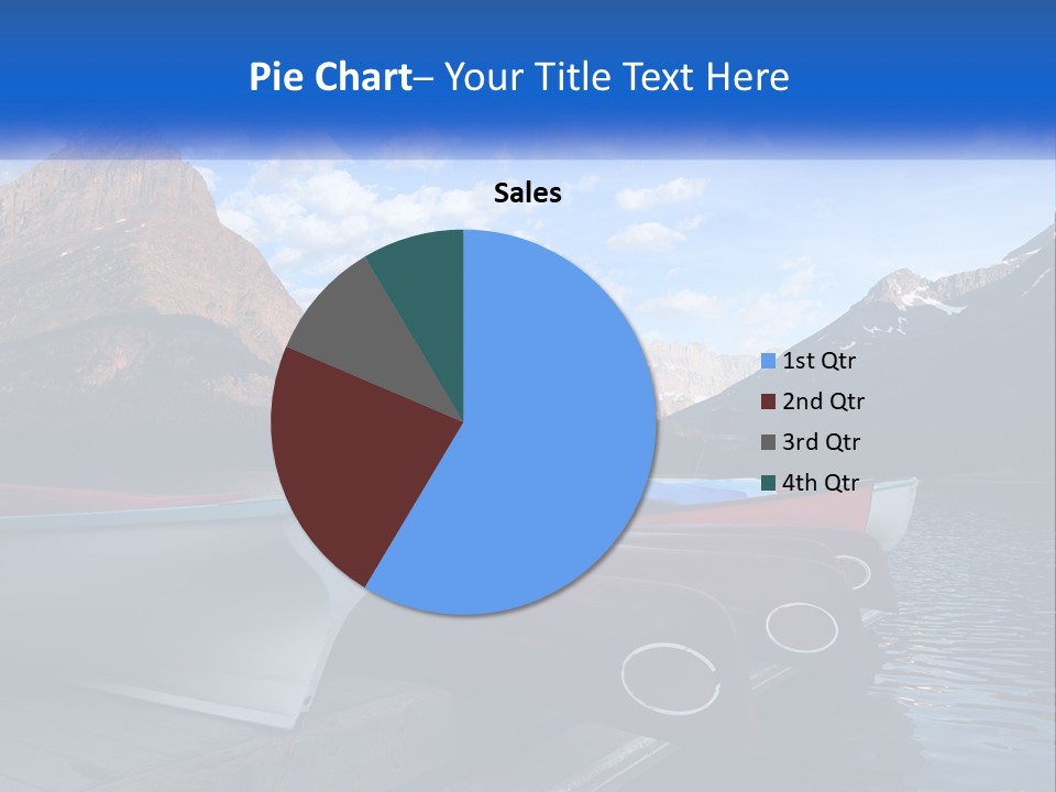 A Row Of Canoes On A Lake With Mountains In The Background PowerPoint Template