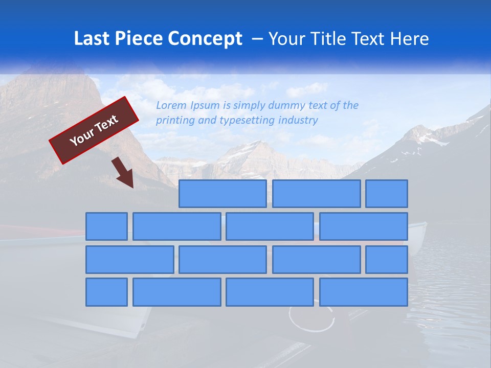 A Row Of Canoes On A Lake With Mountains In The Background PowerPoint Template