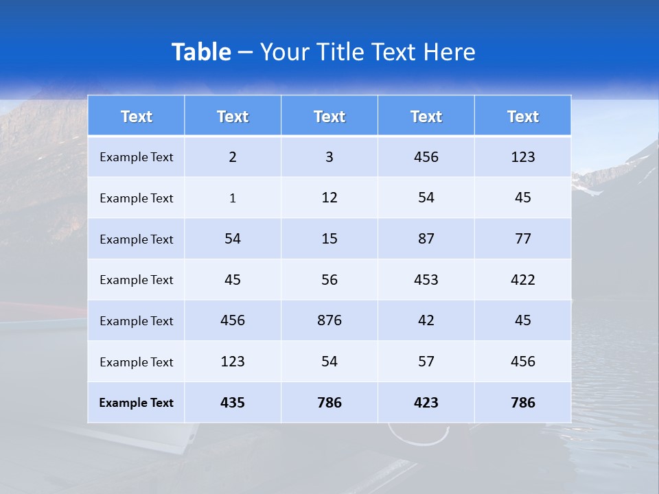 A Row Of Canoes On A Lake With Mountains In The Background PowerPoint Template