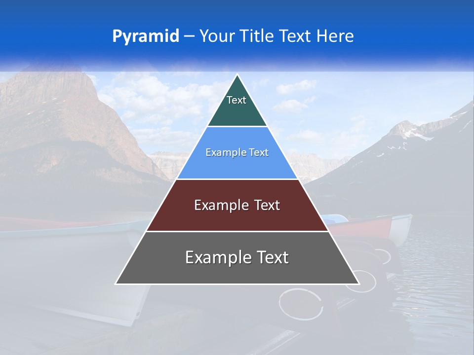 A Row Of Canoes On A Lake With Mountains In The Background PowerPoint Template