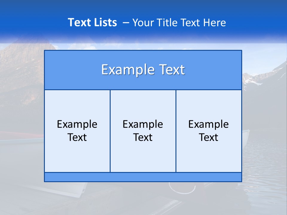 A Row Of Canoes On A Lake With Mountains In The Background PowerPoint Template