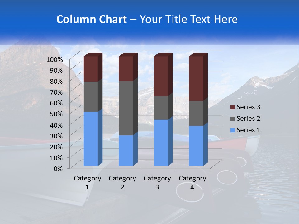 A Row Of Canoes On A Lake With Mountains In The Background PowerPoint Template