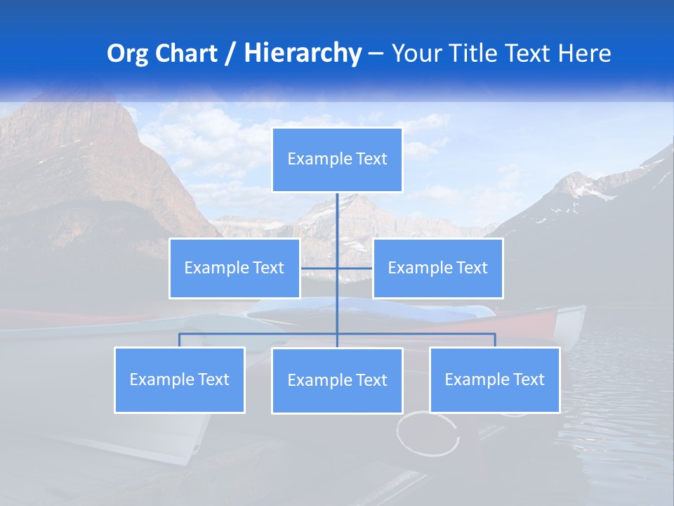 A Row Of Canoes On A Lake With Mountains In The Background PowerPoint Template