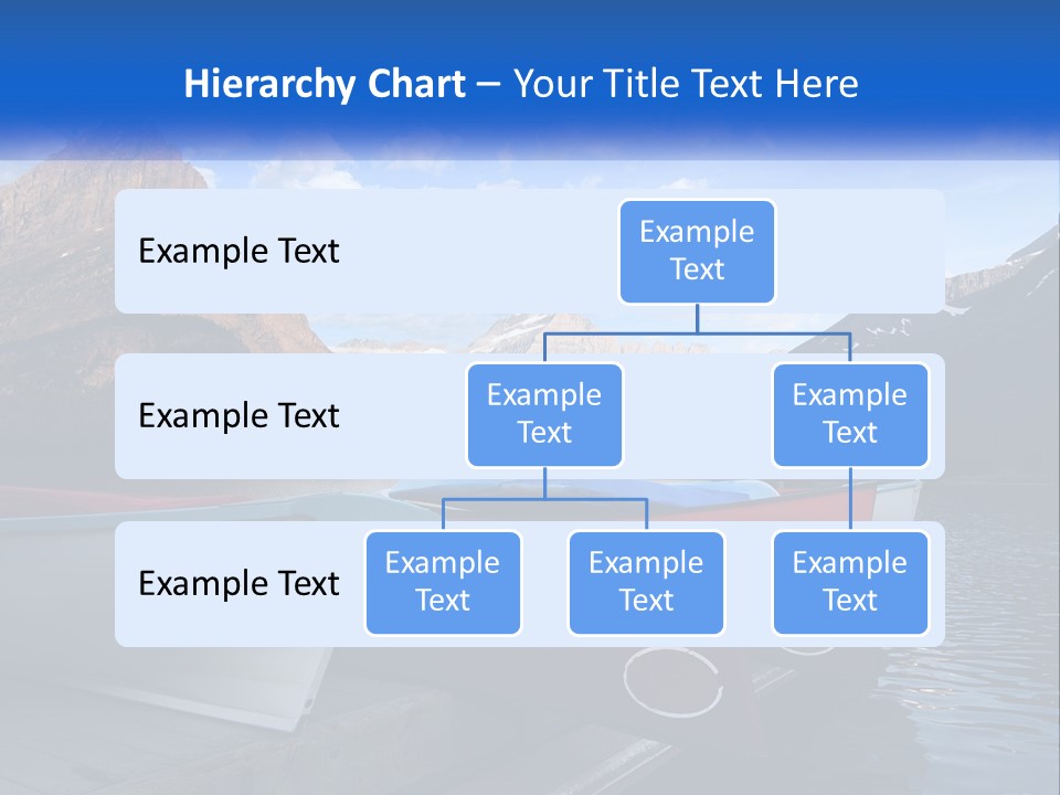 A Row Of Canoes On A Lake With Mountains In The Background PowerPoint Template