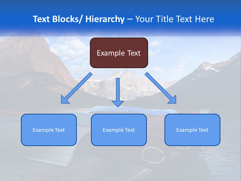 A Row Of Canoes On A Lake With Mountains In The Background PowerPoint Template