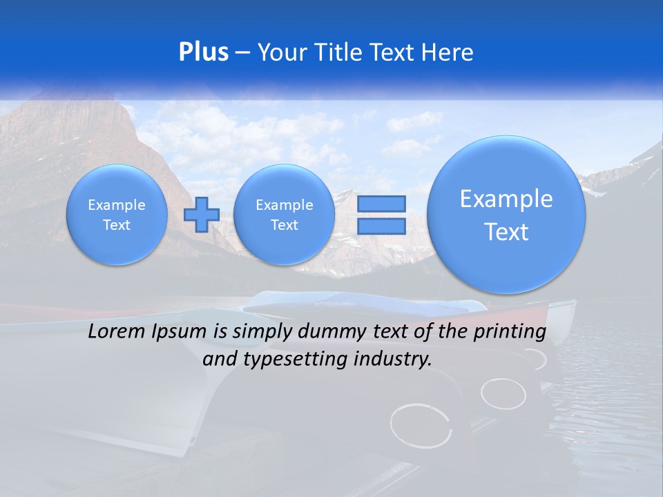 A Row Of Canoes On A Lake With Mountains In The Background PowerPoint Template