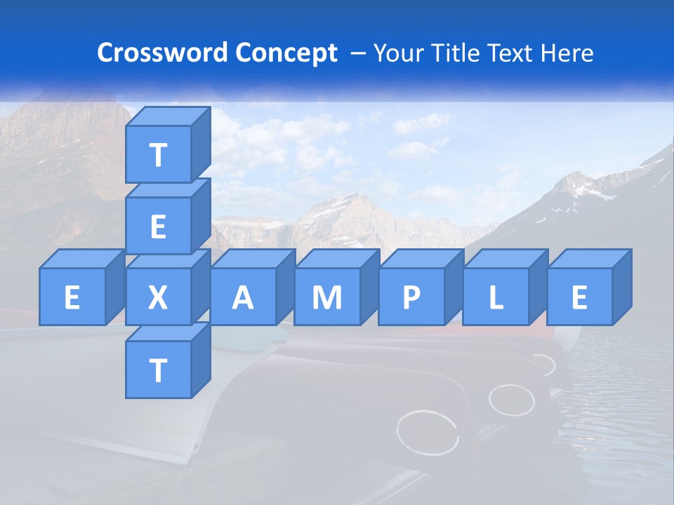 A Row Of Canoes On A Lake With Mountains In The Background PowerPoint Template