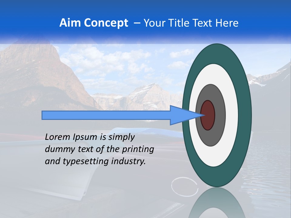 A Row Of Canoes On A Lake With Mountains In The Background PowerPoint Template