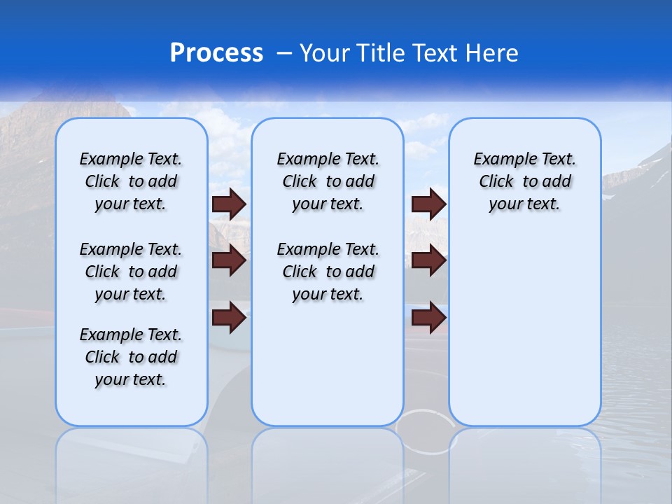 A Row Of Canoes On A Lake With Mountains In The Background PowerPoint Template
