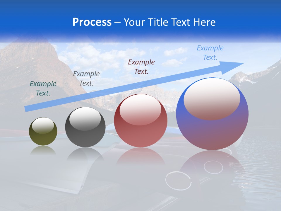 A Row Of Canoes On A Lake With Mountains In The Background PowerPoint Template