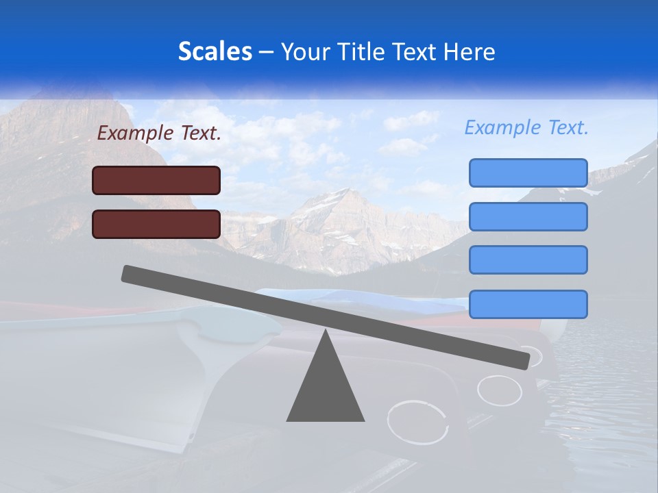 A Row Of Canoes On A Lake With Mountains In The Background PowerPoint Template