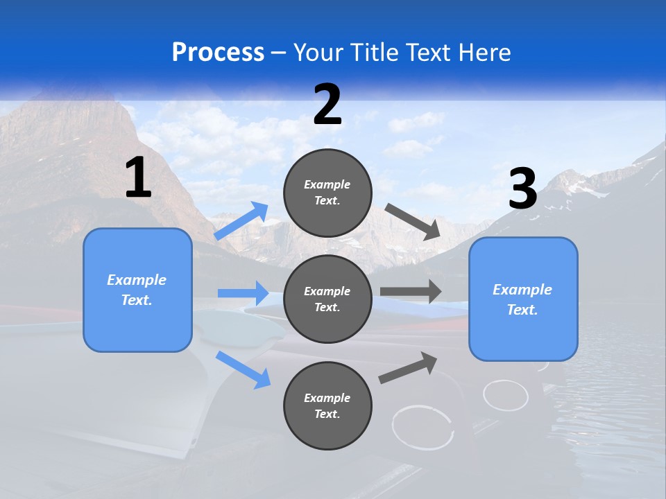 A Row Of Canoes On A Lake With Mountains In The Background PowerPoint Template