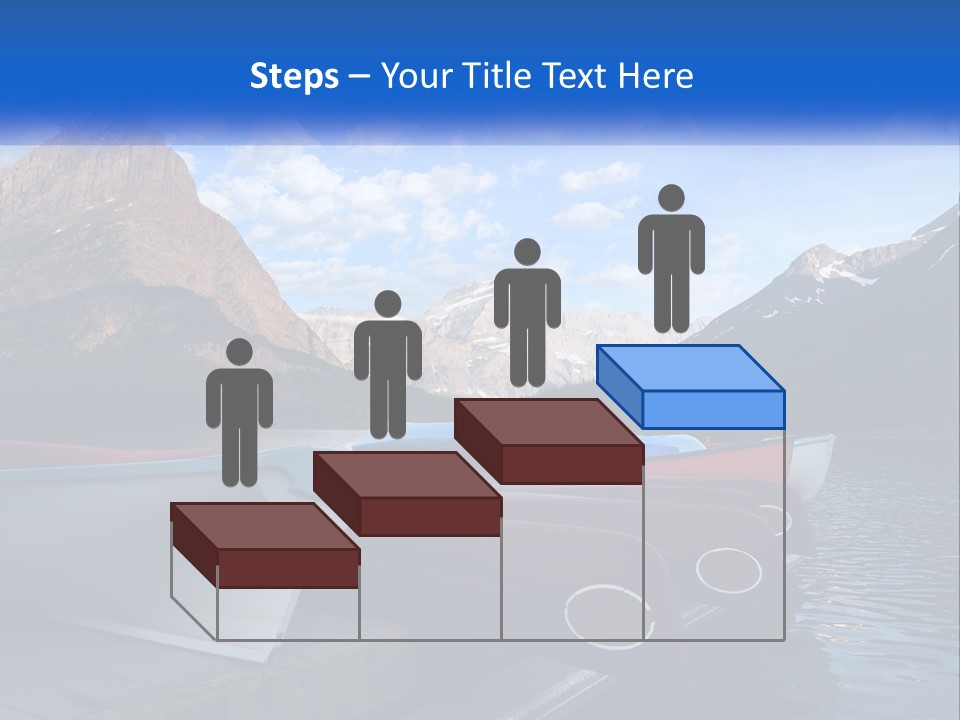 A Row Of Canoes On A Lake With Mountains In The Background PowerPoint Template