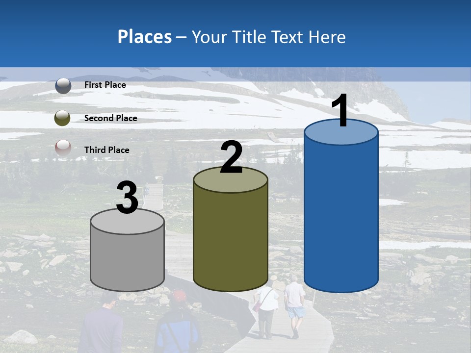 A Group Of People Walking Down A Path Towards A Mountain PowerPoint Template