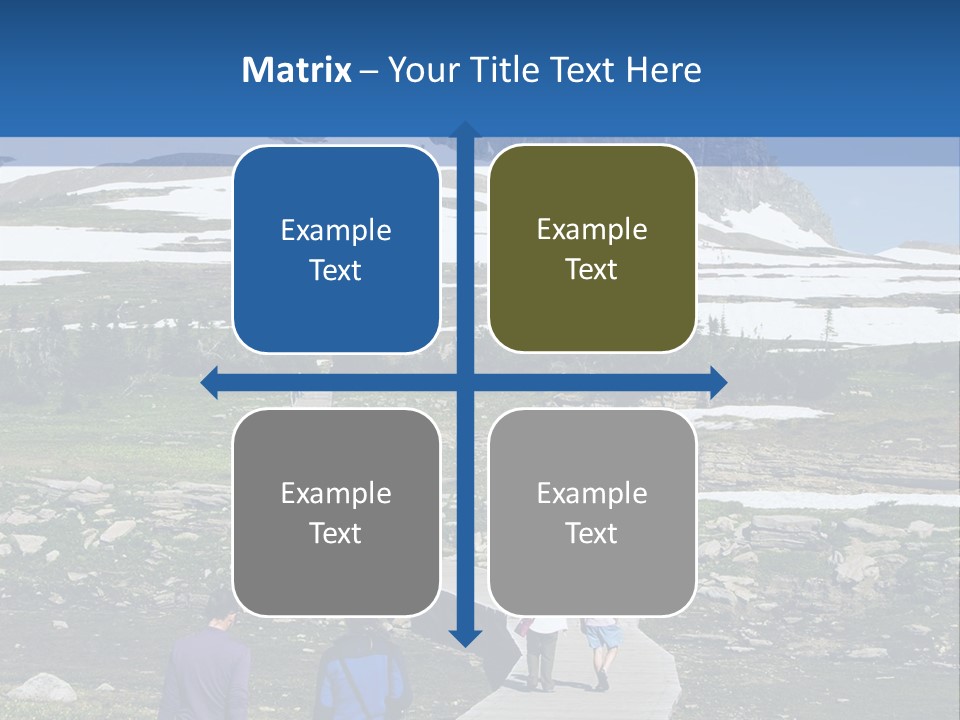 A Group Of People Walking Down A Path Towards A Mountain PowerPoint Template