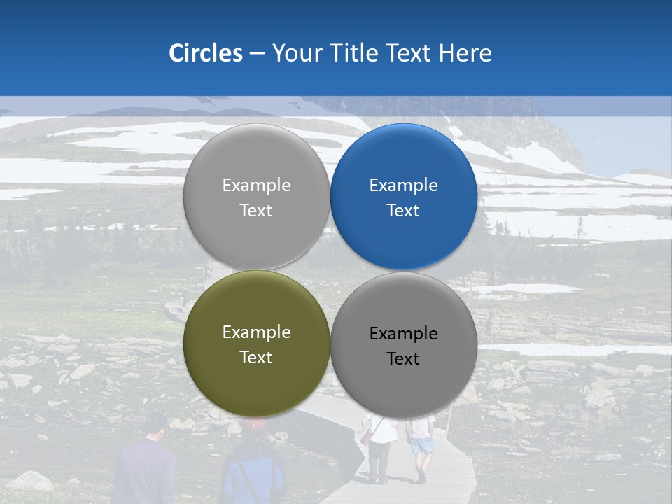 A Group Of People Walking Down A Path Towards A Mountain PowerPoint Template