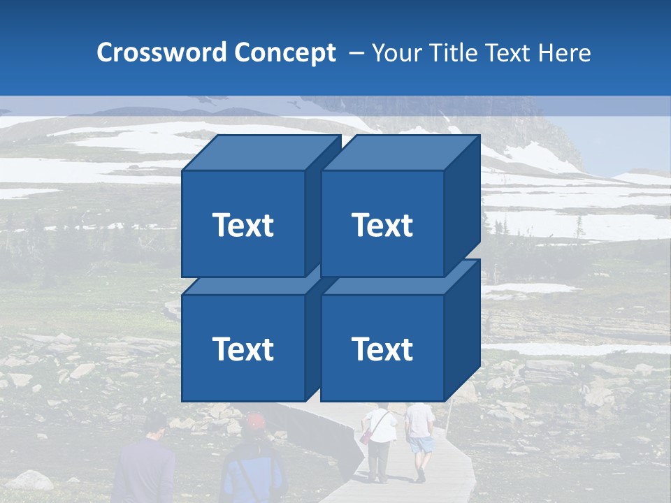 A Group Of People Walking Down A Path Towards A Mountain PowerPoint Template