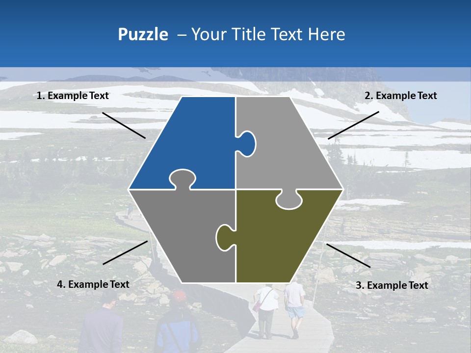 A Group Of People Walking Down A Path Towards A Mountain PowerPoint Template