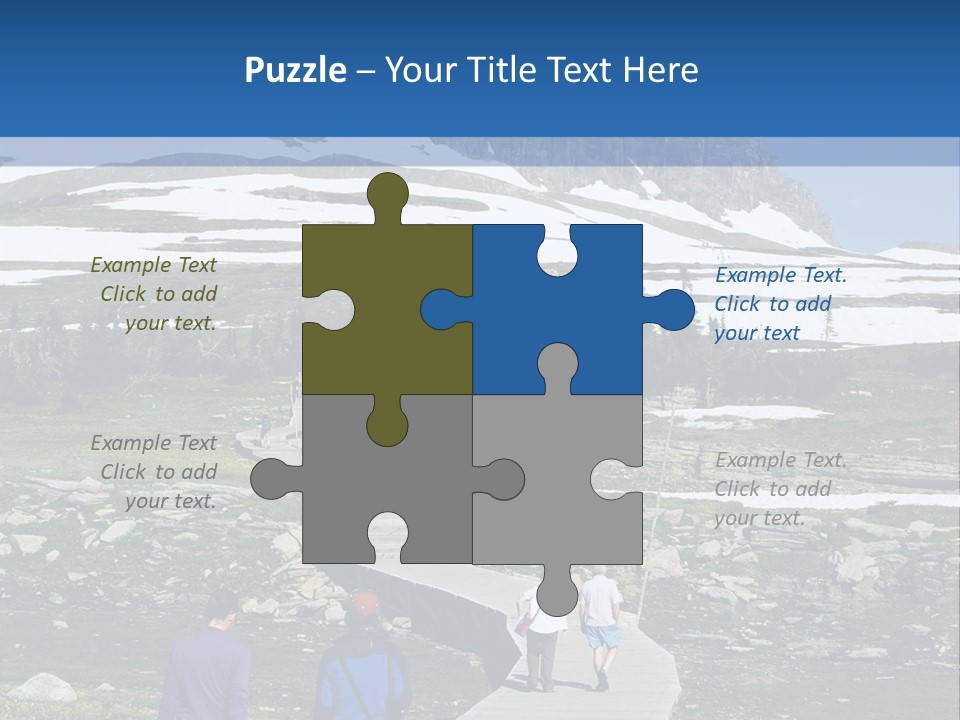 A Group Of People Walking Down A Path Towards A Mountain PowerPoint Template