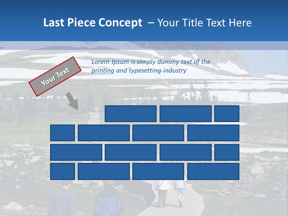 A Group Of People Walking Down A Path Towards A Mountain PowerPoint Template