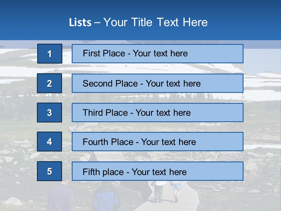A Group Of People Walking Down A Path Towards A Mountain PowerPoint Template