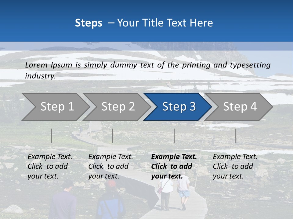 A Group Of People Walking Down A Path Towards A Mountain PowerPoint Template