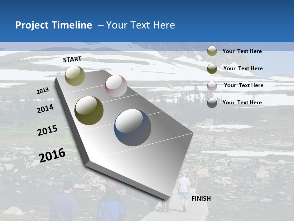 A Group Of People Walking Down A Path Towards A Mountain PowerPoint Template